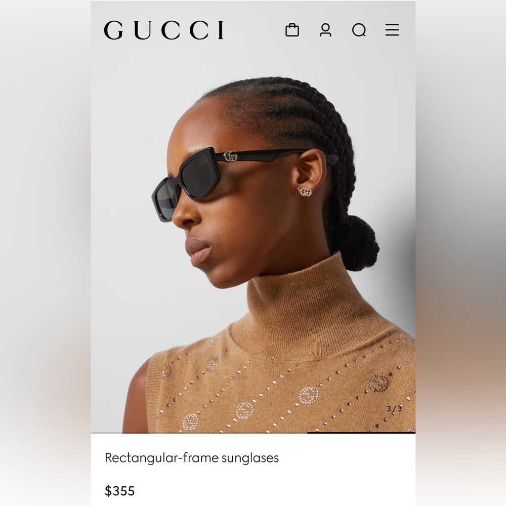 Gucci Black Rectangle Sunglasses